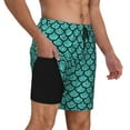 thumbnail image 3 of Balery Aquamarine Glitter Mens Swim Trunks Swim Shorts for Men Quick Dry Inseam Beach Shorts with Compression Liner Pocket-3X-Large, 3 of 9