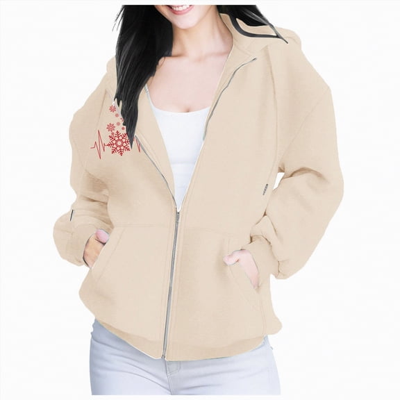 Futezty Women's Drawstring Zip Up Cute Hoodies Fall Jacket Oversized Casual Sweatshirts with Pocket