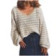 thumbnail image 1 of Gibobby Suéteres de invierno de punto Suéter para mujer Cuello en V Manga larga Casual Bloque de color Punto Vacaciones Invierno Suelto Jumper Tops (Caqui, L), 1 of 5
