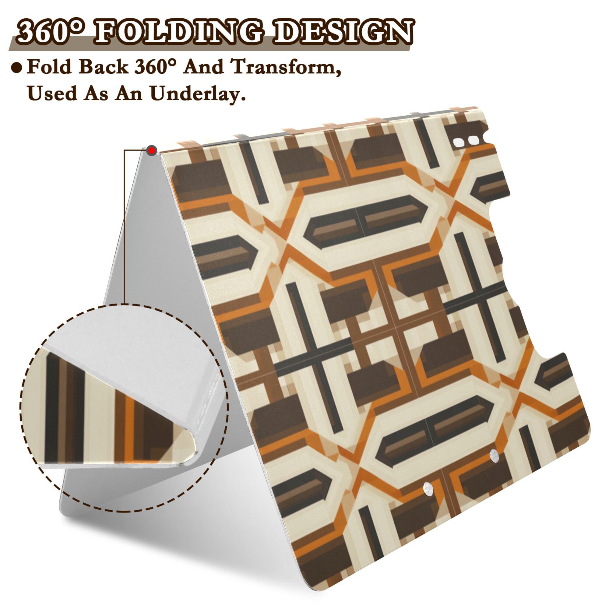 FORMRS A4 Clipboard Folder with Pen Holder Horizontal Foldable School Office Binder, Beige Geometric