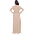 thumbnail image 5 of KOH KOH Long Sleeve Modest Fall Winter Evening Flowy Empire Waist Full Floor Length Cocktail Formal Tall Maxi Dress For Women Gown Abaya Nude Champagne Brown Medium US 8-10 GMD001, 5 of 6