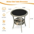 thumbnail image 2 of Ktaxon Round Wicker Rattan Side Table, 2 Tiers Patio Side Tables with Tempered Glass Top, Storage End Table for Balcony Porch Pool, Gray, 2 of 6