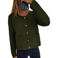 thumbnail image 4 of Women Knit Cardigan Sweaters Fall Fashion Long Sleeve Button Down Trendy Casual Jacket Winter Clothes Dark Green XL, 4 of 9