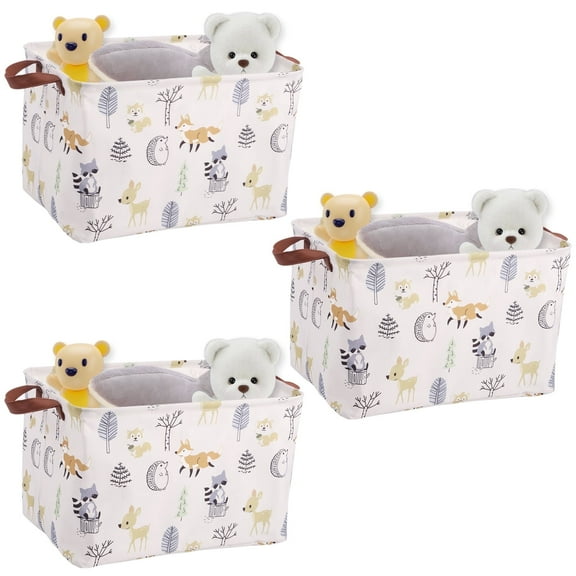 3Pcs Baby Laundry Basket Rectangular Baby Toy Clothes Storage Basket Collapsible Laundry Organizer Bin with Handles for Clothes Toys