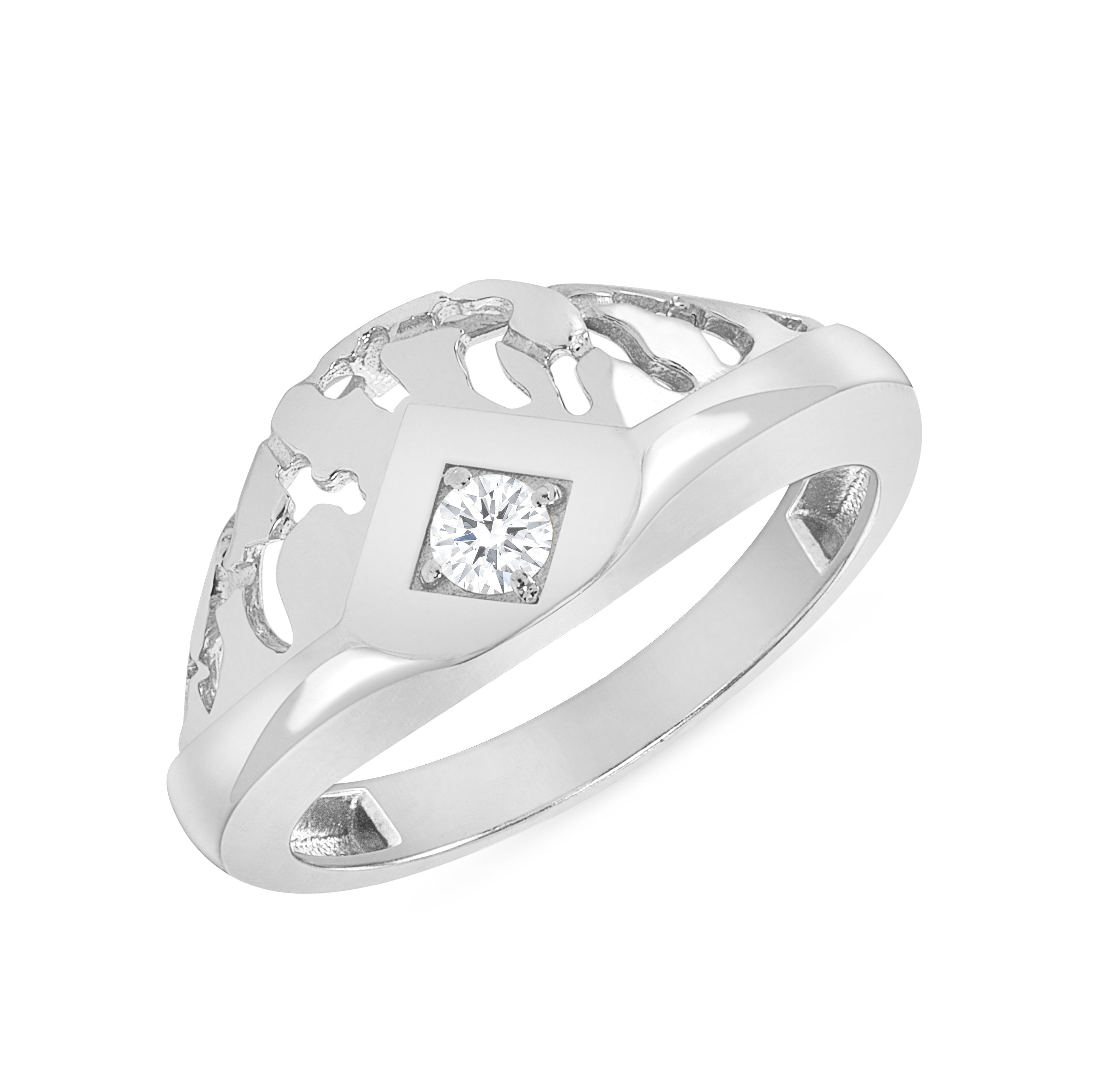 Designer Mens Pinky Diamond Ring in Sterling Silver - Walmart.com