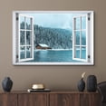 thumbnail image 2 of wall26 Canvas Print Wall Art Window View Snowy Pine Tree Winter Forest Lake Celebrations &amp; Holidays Nature Photography Realism Landscape Colorful Multicolor for Living Room, Bedroom, Office - 16&, 2 of 5