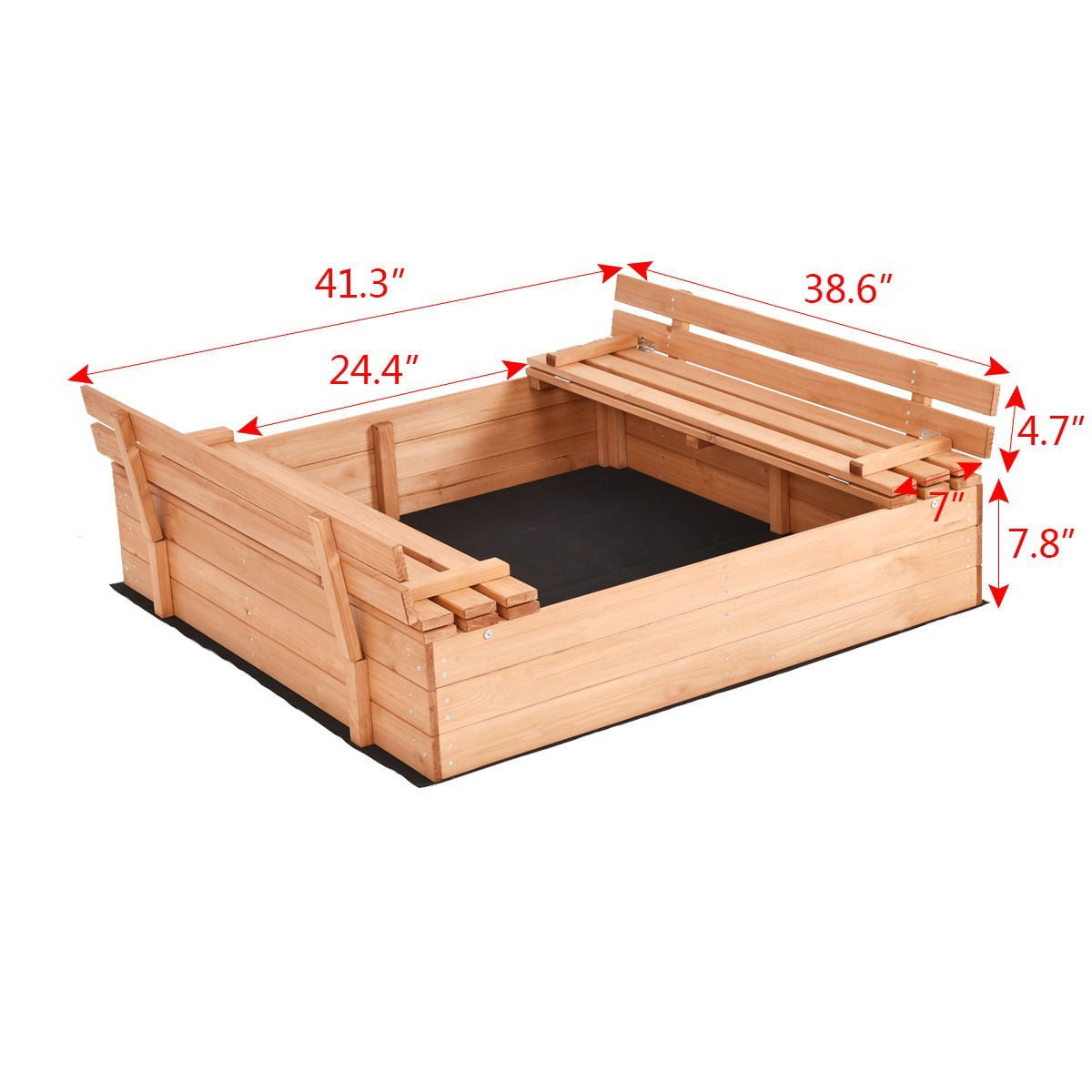 simplyUSAhello Kids Outdoor Foldable Retractable Sandbox with Bench Seat 