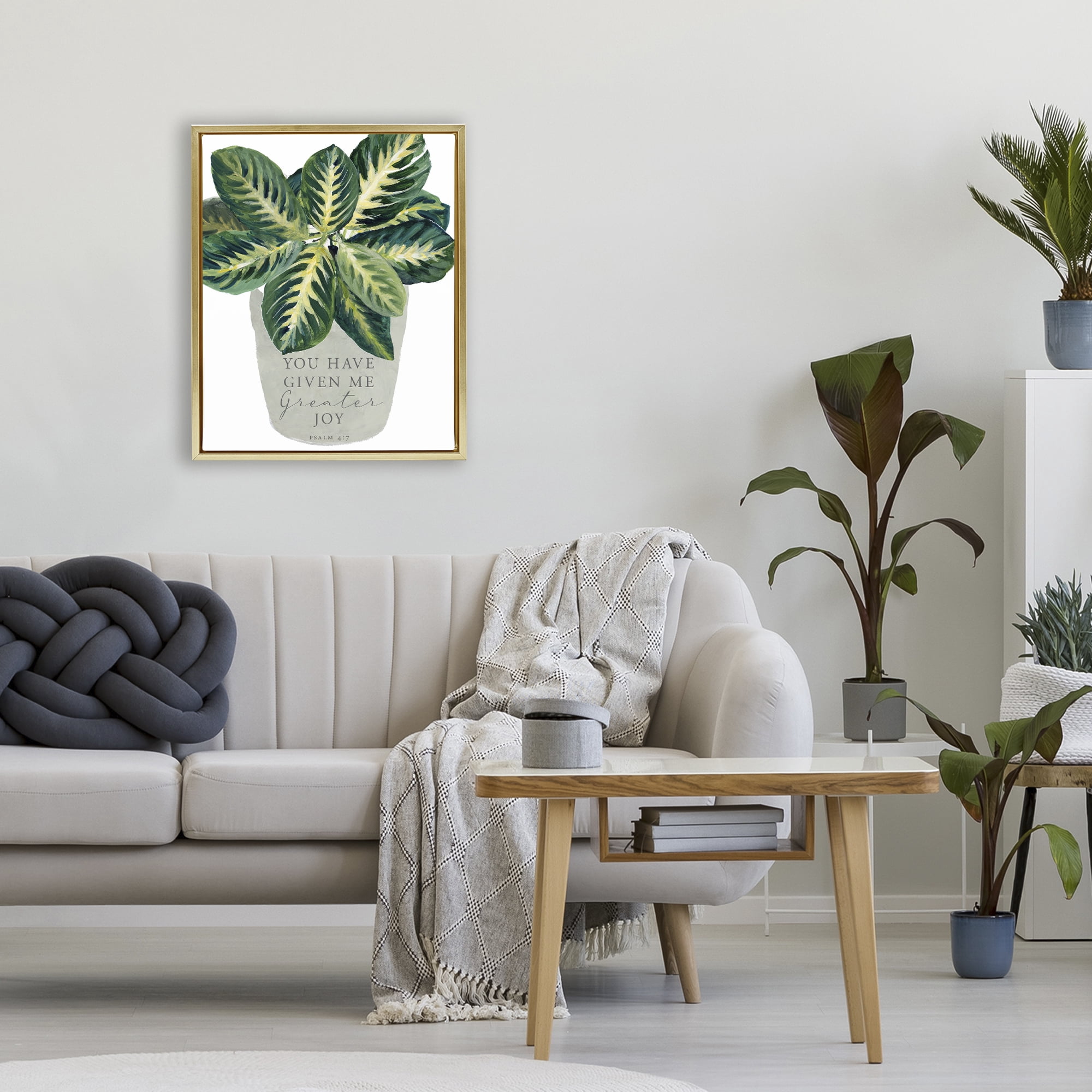 Stupell Industries Prayer & House Plant Gold Framed Floater Canvas Wall Art, design by Lanie Loreth