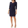 thumbnail image 2 of Vestido envolvente INSPIRE CHIC para mujer, con mangas 3/4, escote en V, elegante y casual, midi, para invitadas de boda, tamaño S, azul oscuro, 2 of 6