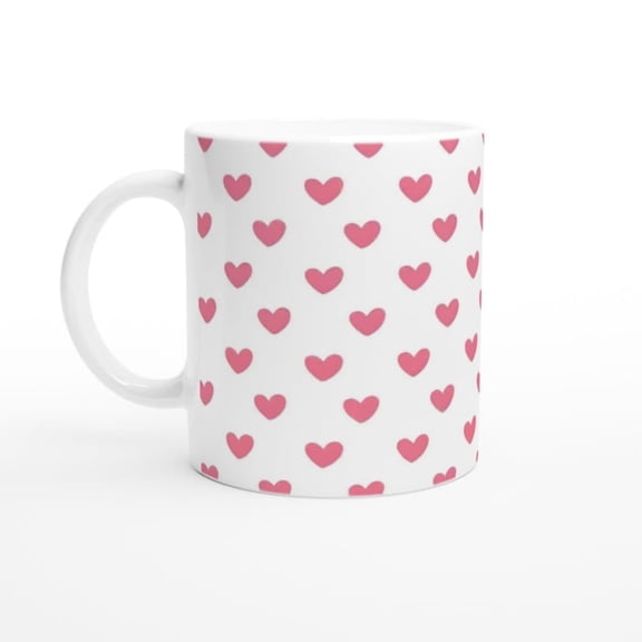 Whimsil Pink Hear Coffee Mug - Unique Ceramic Cup.