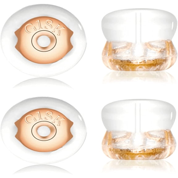 Earring Backs,18K Gold Silicone Earring Backs for Studs/Droopy Ears,Locking Secure Earring Backs for Heavy Earring,No-Irritate Hypoallergenice Soft Clear Earring Backs for Adults