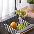 thumbnail image 5 of SSKDBFJG Extendable Dish Drying Rack, Over the Sink Drying Rack, Kitchen Drainage Tray and Fruit Drain Rustproof Stainless Steel-Black, 5 of 6