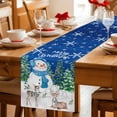 thumbnail image 5 of Blue Christmas Table Runner 60 Inches Long Farmhouse Dress Scarves, Xmas Snowman Pine Trees Elk Snowflake Dining Tablerunner for Coffee Table/Kitchen Island/Party Décor, 13" x 60", 5 of 8