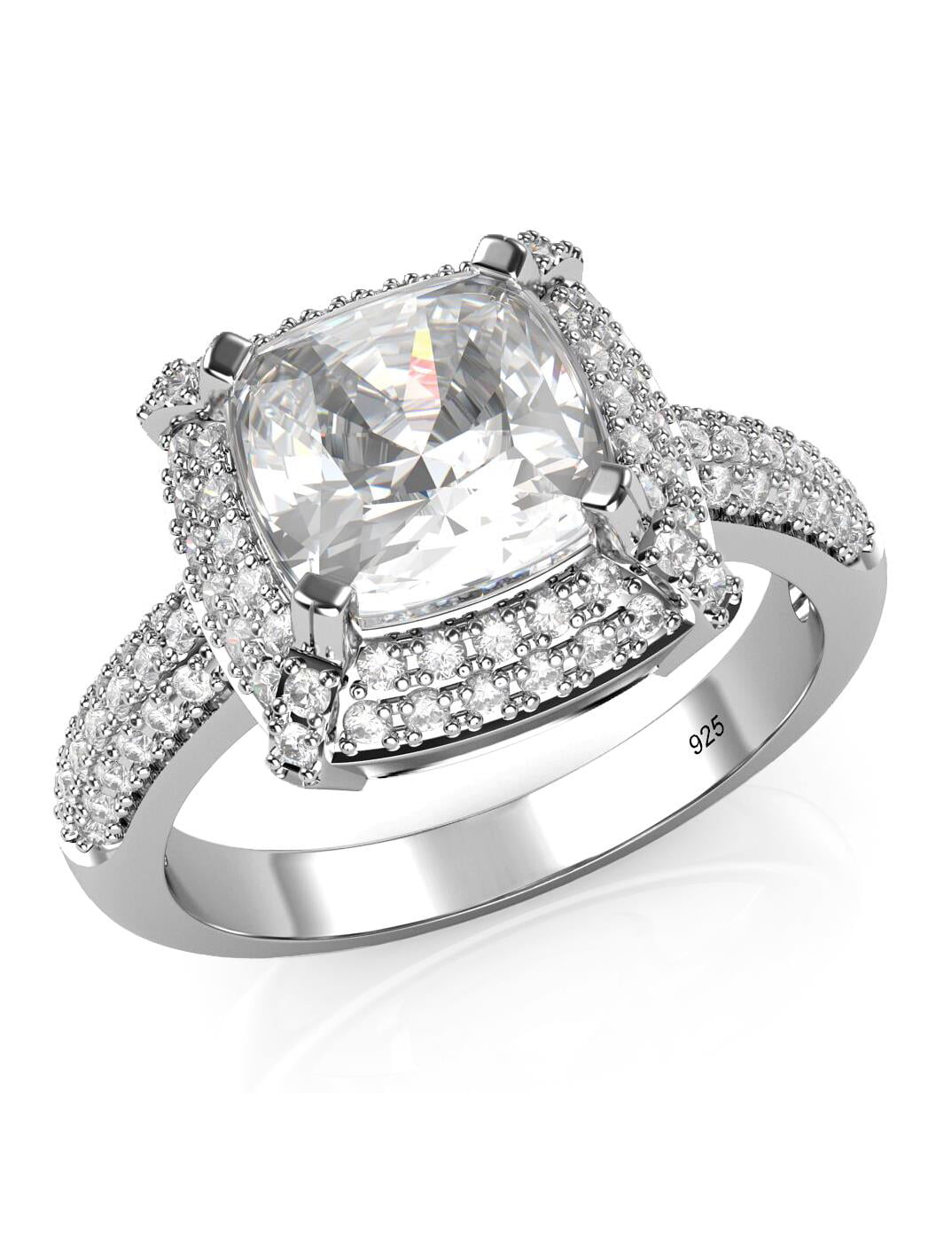 Sterling Silver Princess Cut CZ Engagement Wedding Ring Set Cubic Zirconia FY012 