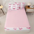 thumbnail image 4 of Manfei Pink Bow Zipper Twin Comforter Sets with Fitted Sheet and 2 Pillowcases For Girl,Coquette Bowknot Style Zipper Bedding Set For Kids,Pink Reversible,4 Pieces, 4 of 7