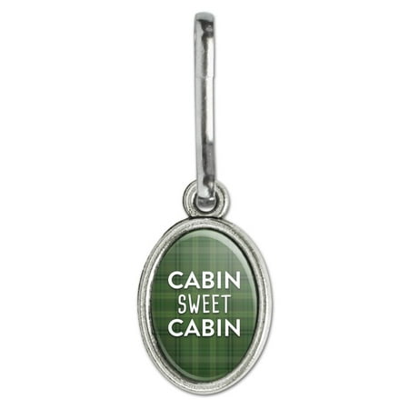 Cabin Sweet Cabin Green Plaid Antiqued Oval Charm Clothes Purse Suitcase Backpack Zipper Pull (Best Cabin Bags India)