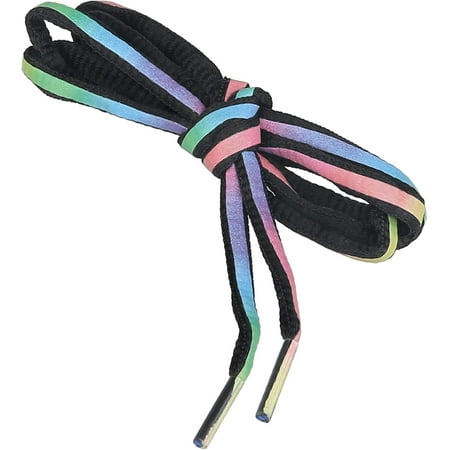 

JISBEIFHA Unisex Round Reflective Shoelaces Colorful Stripes Oval Shoe Laces for Sneakers 2 PairsA12723