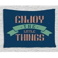 thumbnail image 1 of Enjoy the Little Things Tapestry, Grungy Inspirational Slogan with Worn Out Letters, Wall Hanging for Bedroom Living Room Dorm Decor, 60W X 40L Inches, Salmon Pale Green Night Blue, by Ambesonne, 1 of 2