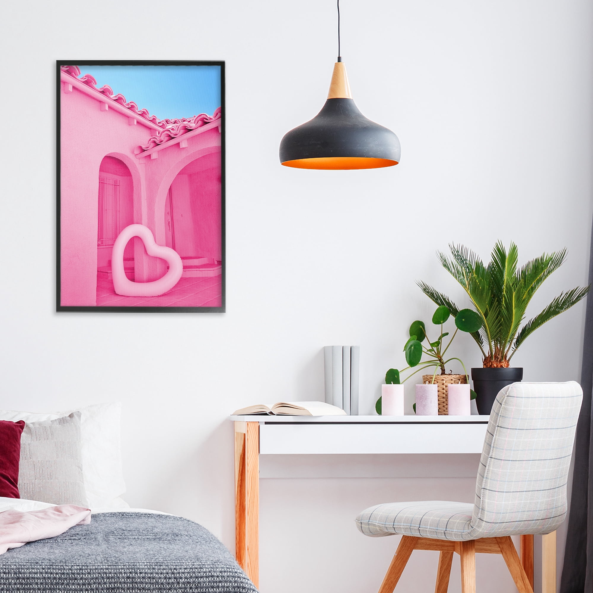 Stupell Industries Pink Pop Heart at Villa Black Framed Giclee Art, design by LISH Creative