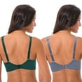 thumbnail image 2 of Curve Muse Women's Lightly Padded Underwire Lace Bra with Padded Shoulder Straps-2PK-GRAY-BLUE, DARK GREEN-46B, 2 of 7