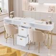thumbnail image 2 of BarberPub Double Nail Desk, Manicure Table with Built-In AC Outlets & USB Ports, 2 of 10
