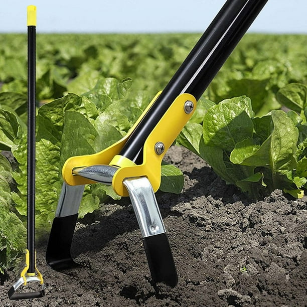 PENGXIANG Garden Hoe Tool 47 Inch Stainless Steel Sharp Stirrup Loop Hoe Ergonomic Long Handle Adjustable Weeding Tool for Backyard Courtyard