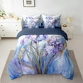 thumbnail image 4 of Castle Fairy Purple Iris 7-Piece Twin Bedding Sets,Watercolor Marble Bedding Comforter Set,Gradient Ombre Breathable Sheet Sets,Super Cozy Floral Room Decor,Reversible, 4 of 8
