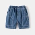 thumbnail image 2 of FLMEI Kids Baby Boys' Denim Shorts Cotton Embroidery Shorts Baby Casual Shorts Soft 2-10Y Toddler Boys Shorts Pants, 2 of 8