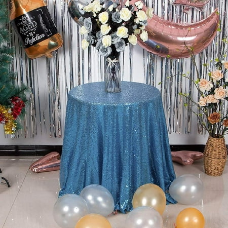 

Baby Blue Sequin Tablecloth 90 Round Sparkly Drape Table Cloths Table Cover Overlay for Wedding Birthday Party Baby Bridal Shower