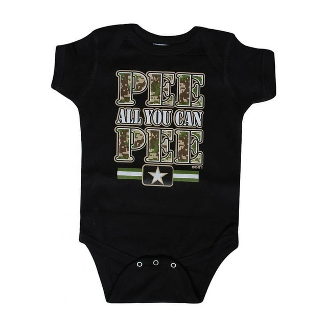 Toddlers "Pee All You Can Pee" Black/Camo Bodysuit - 6 Months