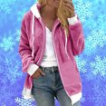 thumbnail image 2 of IROINNID Shearling Jacket for Women Winter Fall Zip Up Long Sleeve Hooded Jacket Warm Casual Fleece Jacket,Pink, 2 of 5