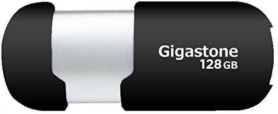 Gigastone V10 128GB USB 2.0 Flash Drive, Capless Retractable Design Pen Drive, Black and Silver, 2 Pack (2x128GB)