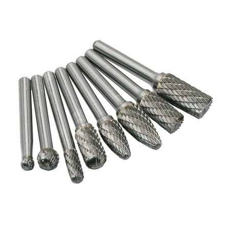 

8Pc 6MM Tungsten Steel Alloy Mace Design Routing Router Bits Burr Rotary Tools Suit Woodworking Carving Engraving Drilling Rotary Tools (Silver)