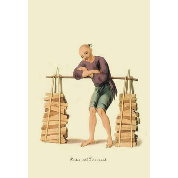 Porter with Firewood-Fine Art Canvas Print (20" x 30")