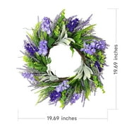 20Inch Spring Wreaths Summer Lavender Wreath for Front Door with Lambs Ear for Indoor Outdoor Seasonal Decor-Rustic Farmhouse Door Hanging