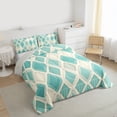 thumbnail image 2 of Feelyou Vintage Checkered Full Size Comforter Sets, Fashion Geometric Bedding Comforter Set, Chic Teal Plaid Reversible Bedding Sets, Luxury Bedroom Decor,3-Piece, 2 of 8