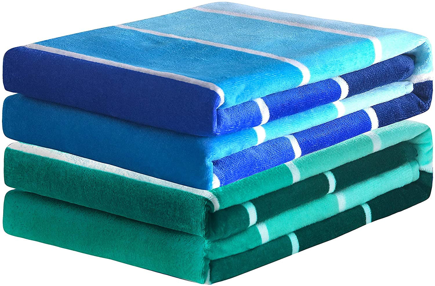 -Soft Absorbent and Plush 100% Cotton Beach Towel Quick Dry 30 x 60 Lightweight Pool Towel Gradient Blue Striped
