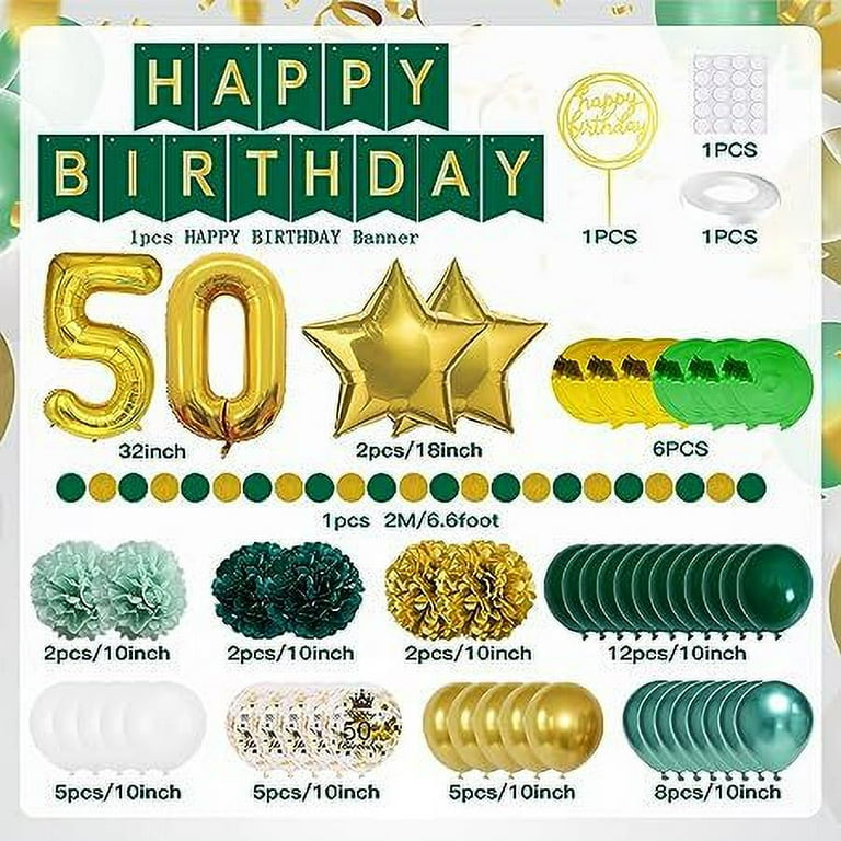 MIEWAA Deko voor de 50e verjaardag van een man, ballonnen voor de 50e verjaardag van een vrouw, verjaardagsdecoratie voor 50 jaar met 50th Happy