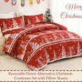 thumbnail image 6 of Exclusivo Mezcla Christmas Queen Size Comforter Set, 3 Pieces Reversible Rust Red Striped Down Alternative Comforter Sets, Printed Christmas Trees Snowflakes Pattern, 6 of 6