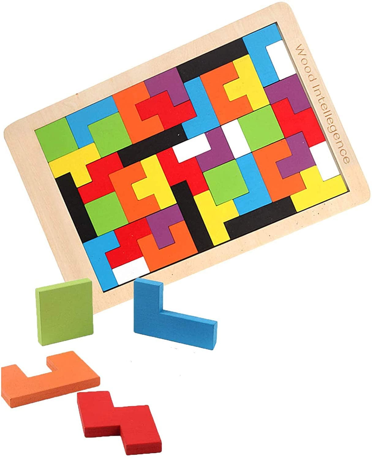 Kids Colorful Wooden Puzzle Tangram Brain Teaser Game Children Wood  Toy 