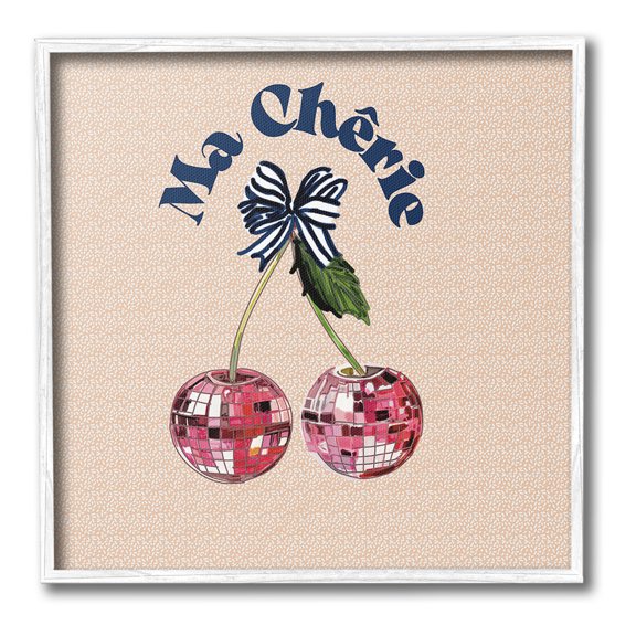 Stupell Industries Patterned Ma Cherie Food & Beverage Painting White Framed Art Print Wall Art, 12 x 12