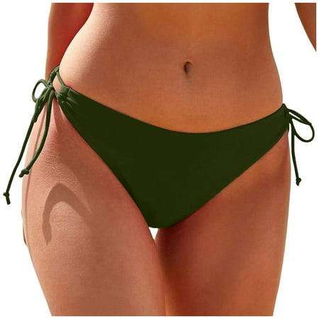 vigerkar String Tie Side Bikini Bottoms - Women Full Coverage Swimsuit Bottom Mid Rise Mid Waist Swim Bathing Suit Bottom AG  M