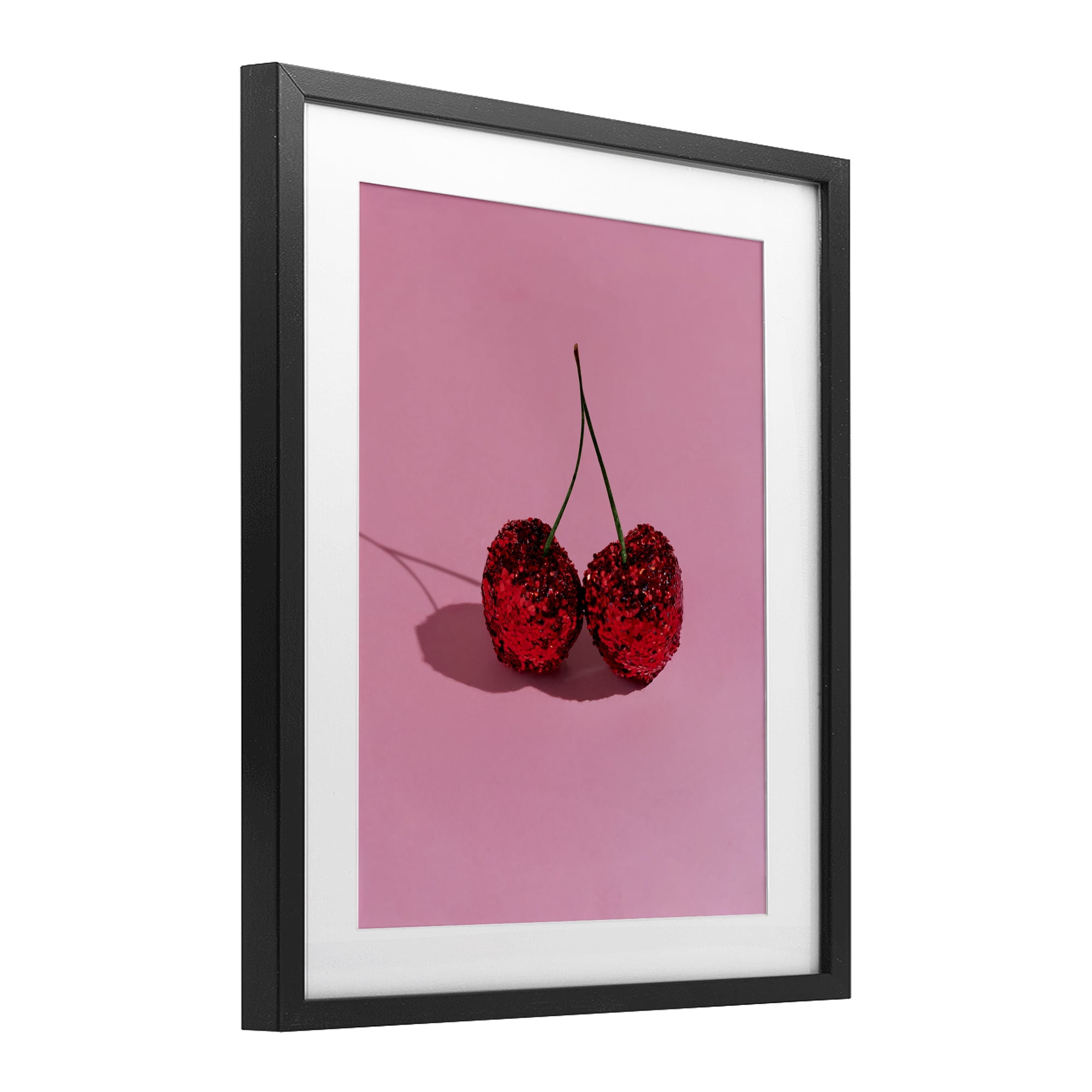 Stupell Industries Glitter Encrusted Cherries Black Framed Print Under Glass, design by LISH Creative