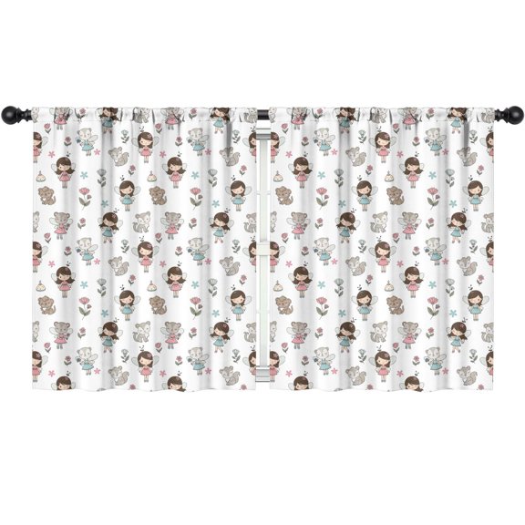 Blackout Kids Curtains,Fairy Princess Animal Pattern Childrens Insulated Curtains Set Of 2,Bedroom Essentials,Toddler Room Decor 52"x63"