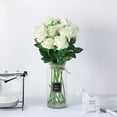 thumbnail image 3 of Zukuco 10PCS Artificial Roses Flower Silk Rose with Stem Realistic Artificial Long Stem Rose Valentine's Day Fake Roses Bouquet for Wedding Home Decoration (White), 3 of 5