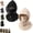 1 Black+1 Beige, variant on Double Layer Fleece Hooded Hat, 3-in-1 Winter Balaclava Face Cover with Adjustable Drawstring for Skiing, Hiking, Cycling and Outdoor Activities