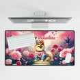 thumbnail image 4 of Hello Valentine’s Day Pomeranian Flower Crown Romantic Pink Floral Desk Mat Full Keyboard Mouse Pad Pom Dog Lover Gifts Large Mousepad - 00031, 4 of 5
