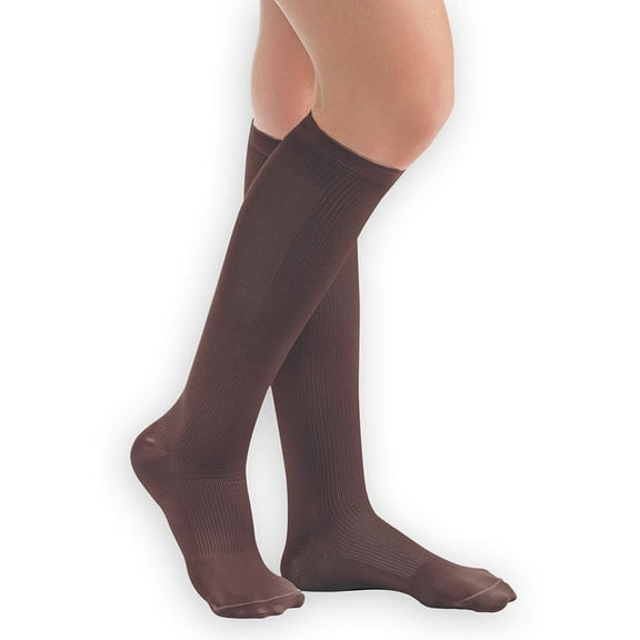 Collections Etc Men's Compression Socks, Firm 20-30 mmHg Brown Small, Brown, Small - Made in The USA
