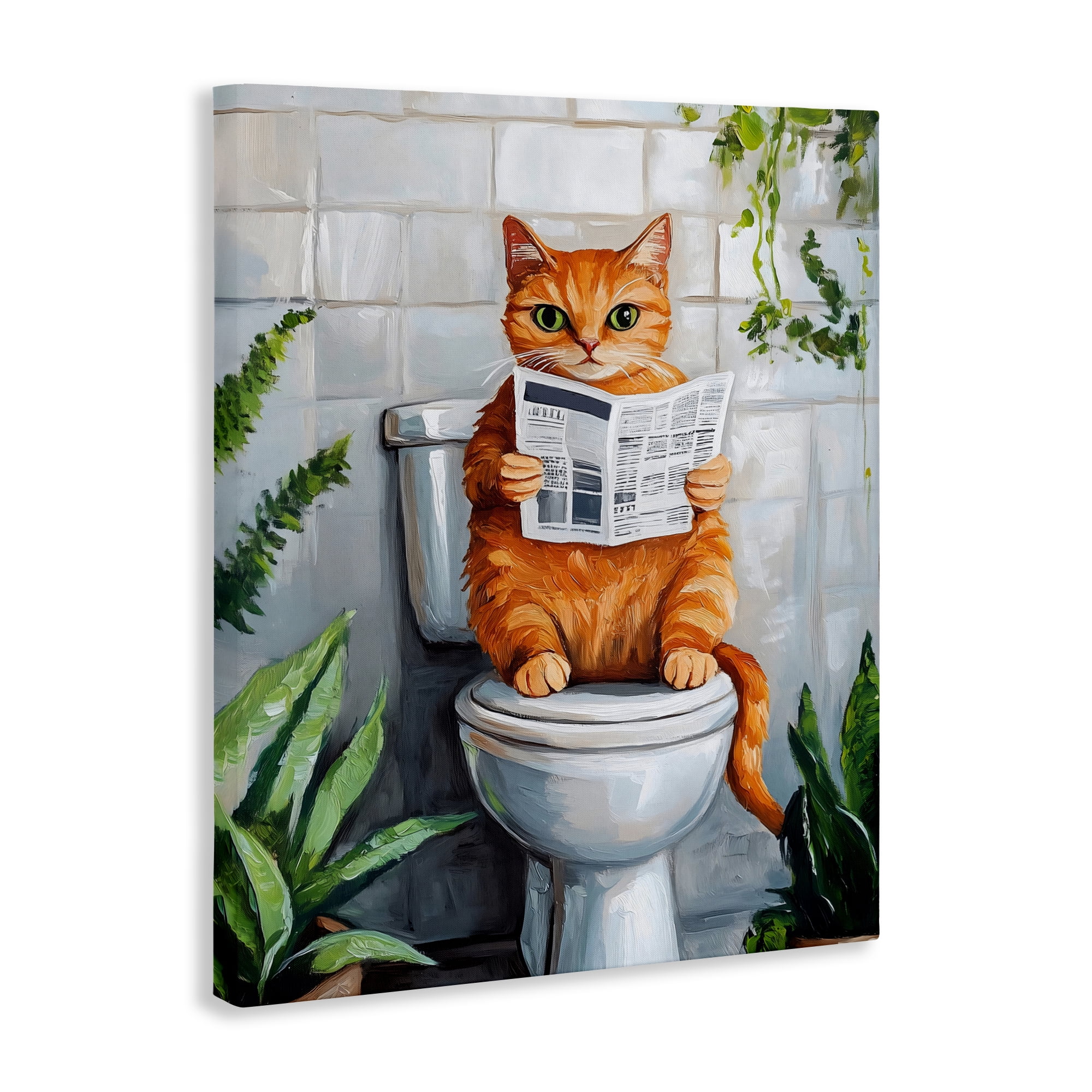 Stupell Industries Orange Cat Reading Paper Canvas Wall Art, design by The Prints Vibe