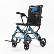 DSstyles Ultra Lightweight Elderly Wheelchair, Foldable Transport Chair with 10" Honeycomb Tires, for Travel, Hospital, Home Use